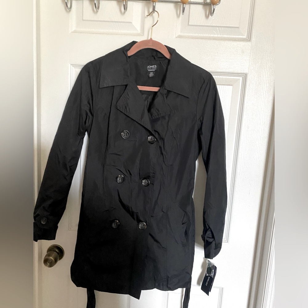 Women’s Jones New York Black Trench Coat Size Small NWT